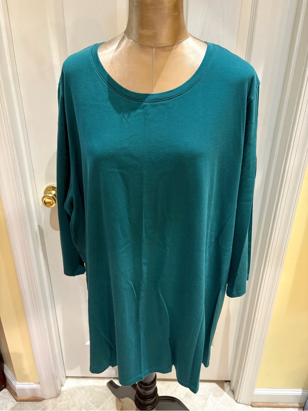 Lands End 3X Teal 3/4 Sleeve crew Neck Tunic Top